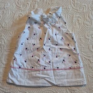 Janie and Jack girls size 5 white with pink blue cherry design, sleeveless shirt